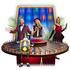 Casino game selection screen showing slots and table game thumbnails
